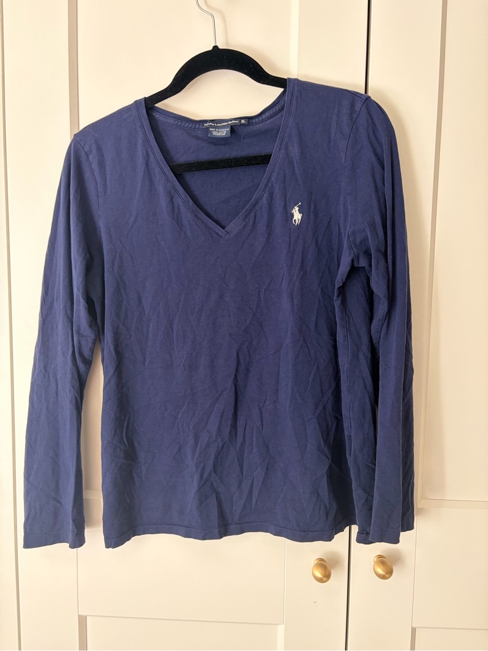 Ralph Lauren Long Sleeve V-Neck Tee in Navy | XL